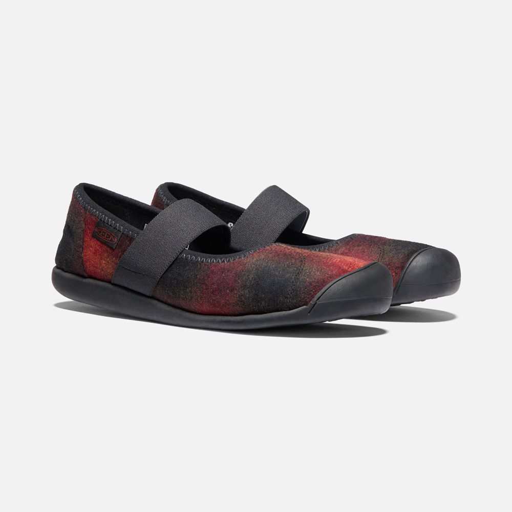 Keen Slip-On Kadın Kırmızı/Siyah - Sienna Plaid Mary Jane - Türkiye DJVP51860